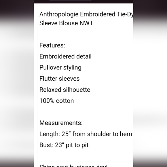 🩵Anthropologie Olivia top size large NWOT - Picture 12 of 12